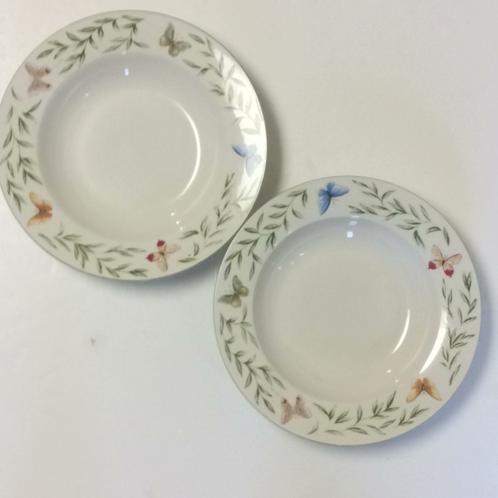 Farberware Arbor Life 4474 Lot of 2 Butterflies and Leaves Bowls 9"